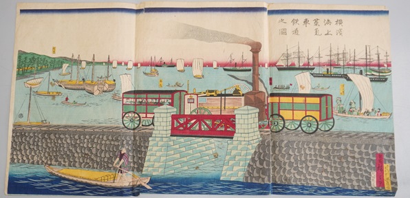 横浜海上蒸気車鉄道之図