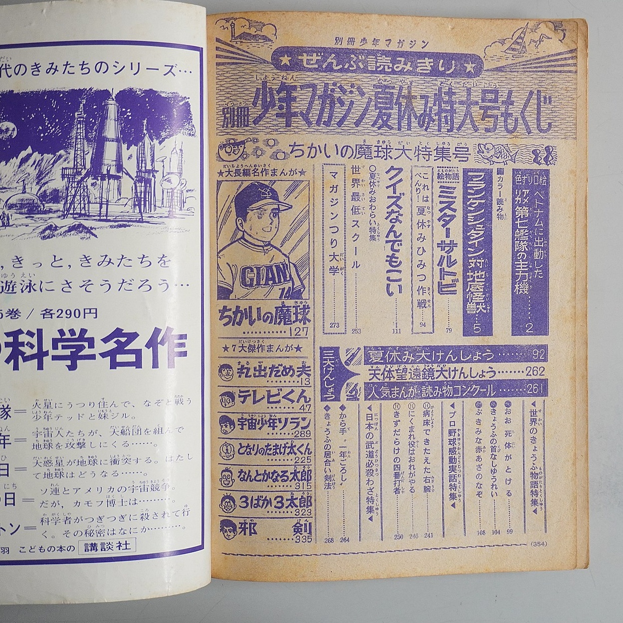 別冊少年マガジン1965年8月15日目次